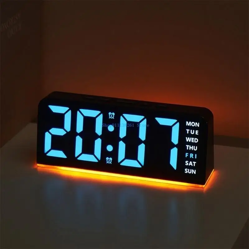 

H05E 6inch Modern Digital Alarm Clock With Adjustable Brightness and Bottom Lighting More Features For Home And Office