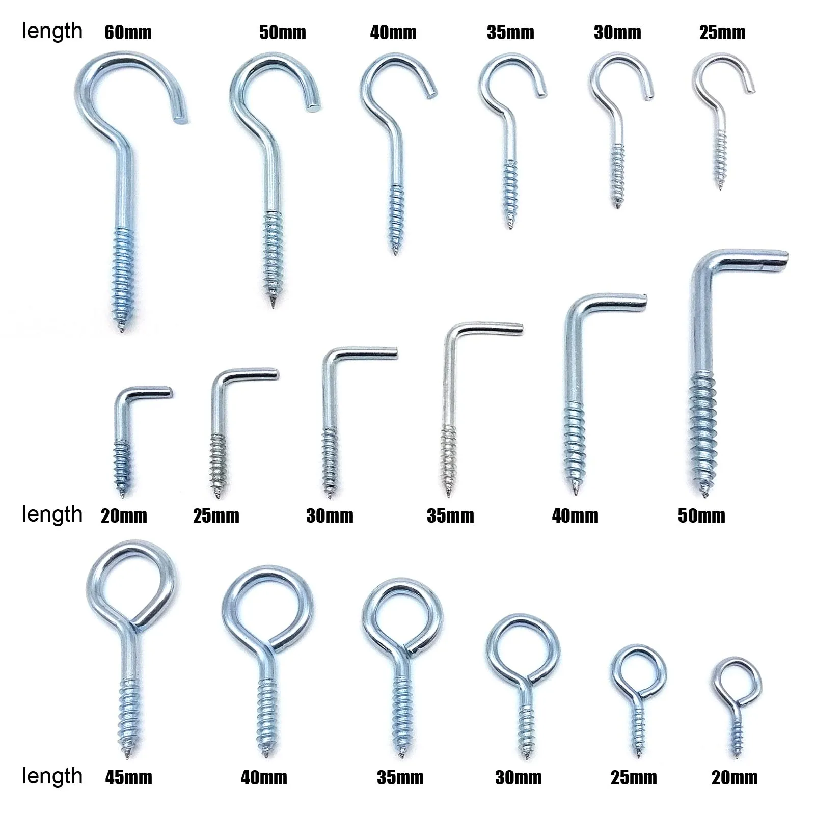 

25pc Picture Photo Frame Lamp Light Cabinet Plant Curtain Net Wire Ceiling Eye Bolt Eyebolt Screw in Hanger O L C Cup Hook Clasp