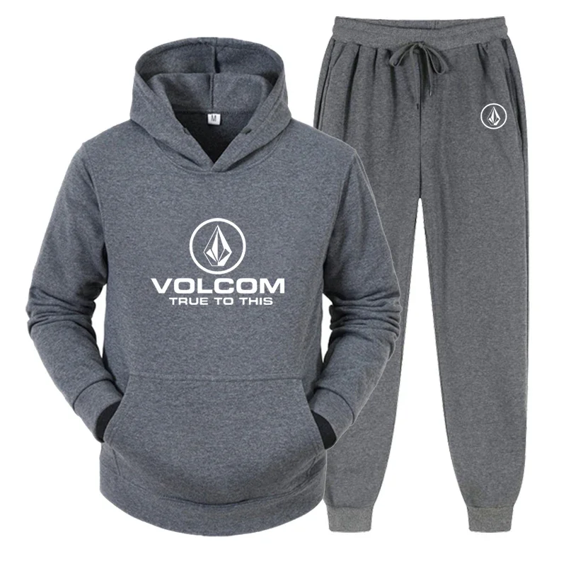 Men's VOLCOM Spring and Autumn Outdoor High Quality Hoodie Set, Sports Mountain Hoodie, Fashion and Leisure