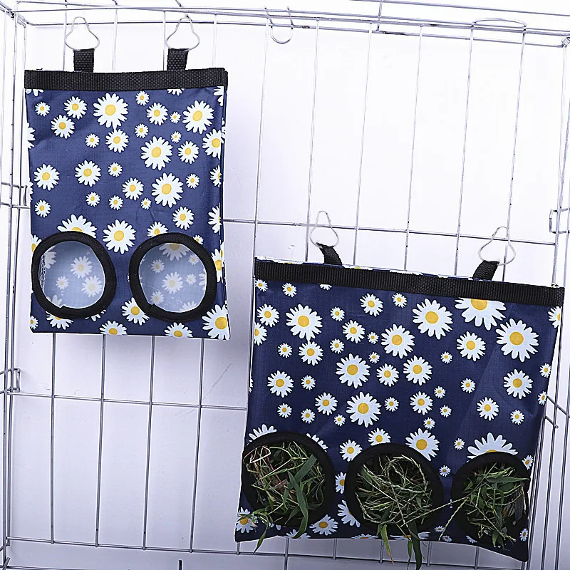 Kaninchen-Hooitasche, 2/3 Löcher, zum Aufhängen, Trockengras-Futterspender für Meerschweinchen, Hase, Chinchillas, Ratten, kleine Tierfutter-Aufbewahrungstasche – Detail 5