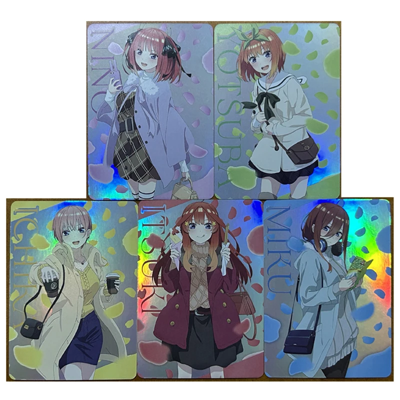 5 pçs/set os quíntuplos quintessenciais nakano nino diy auto-feito cor cartão flash anime jogo coleção cartão presente brinquedo 63*88mm