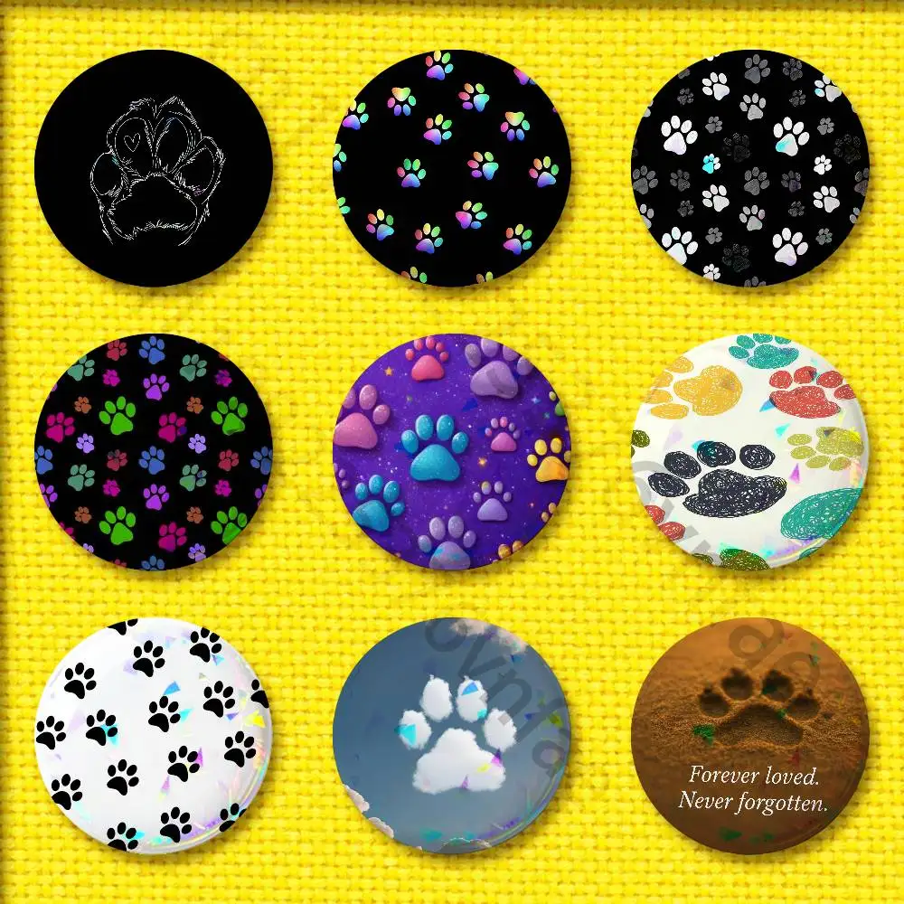 

Dog Footprints Puppy Paw Print Badge For 44mm 25mm 75mm 32mm 58mm Round Pin Brooch Insignia Cover Accessories