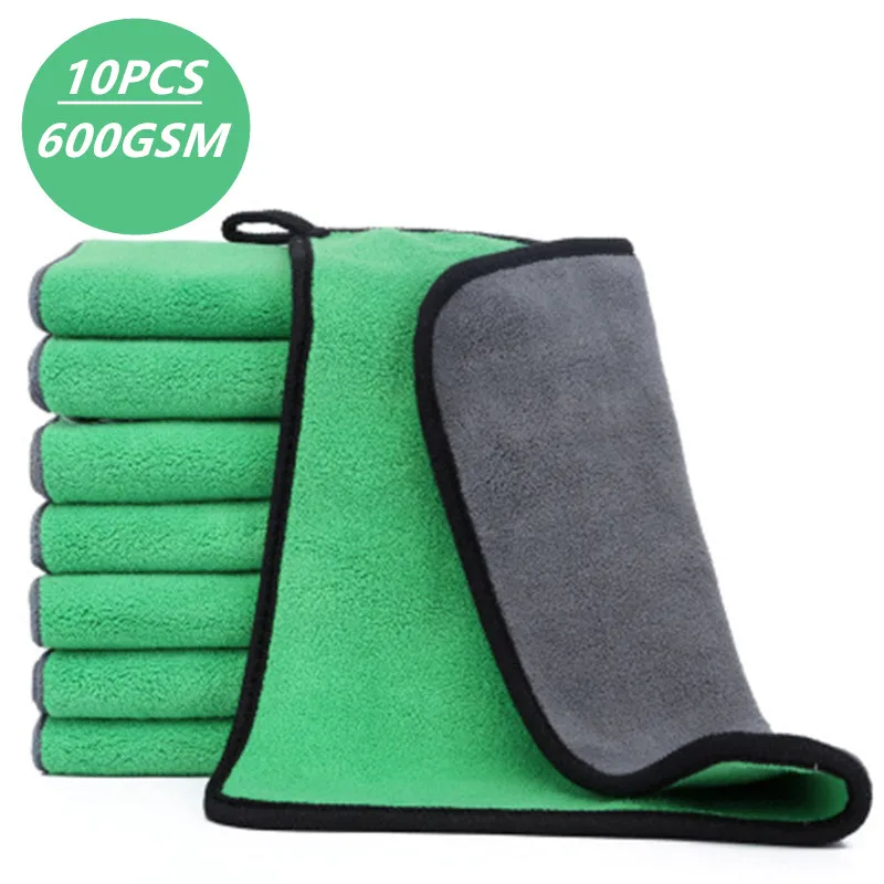 30/40/60CM Car Washing Towels Green Auto Cleaning Towel Microfiber Cleaning Paint Care Cloth Detailing Sponge Car Accessories