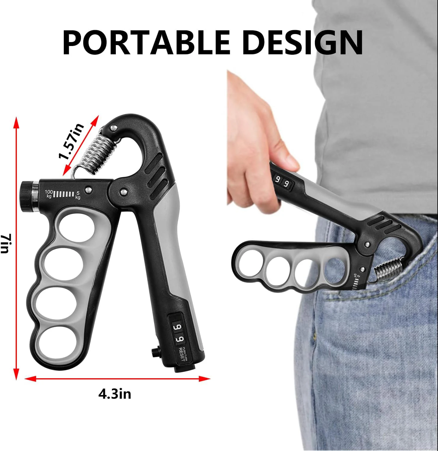 5-100 KG Adjustable counting grip strength device finger trainer hand exerciser arm strength training device