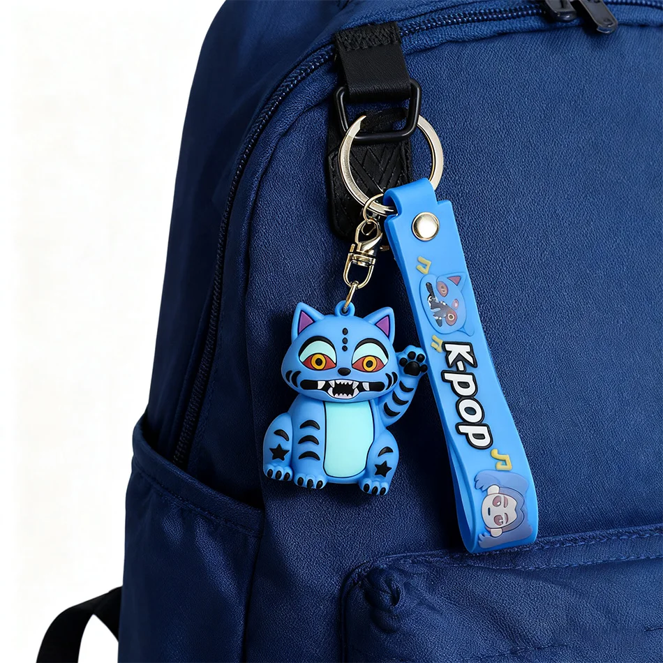 2026 3D Printed Anime Movie Kpop Devil Hunter Girls Derpy Keychains Doll Cute Tiger Action Model Toy Collection Christmas Gifts image 5