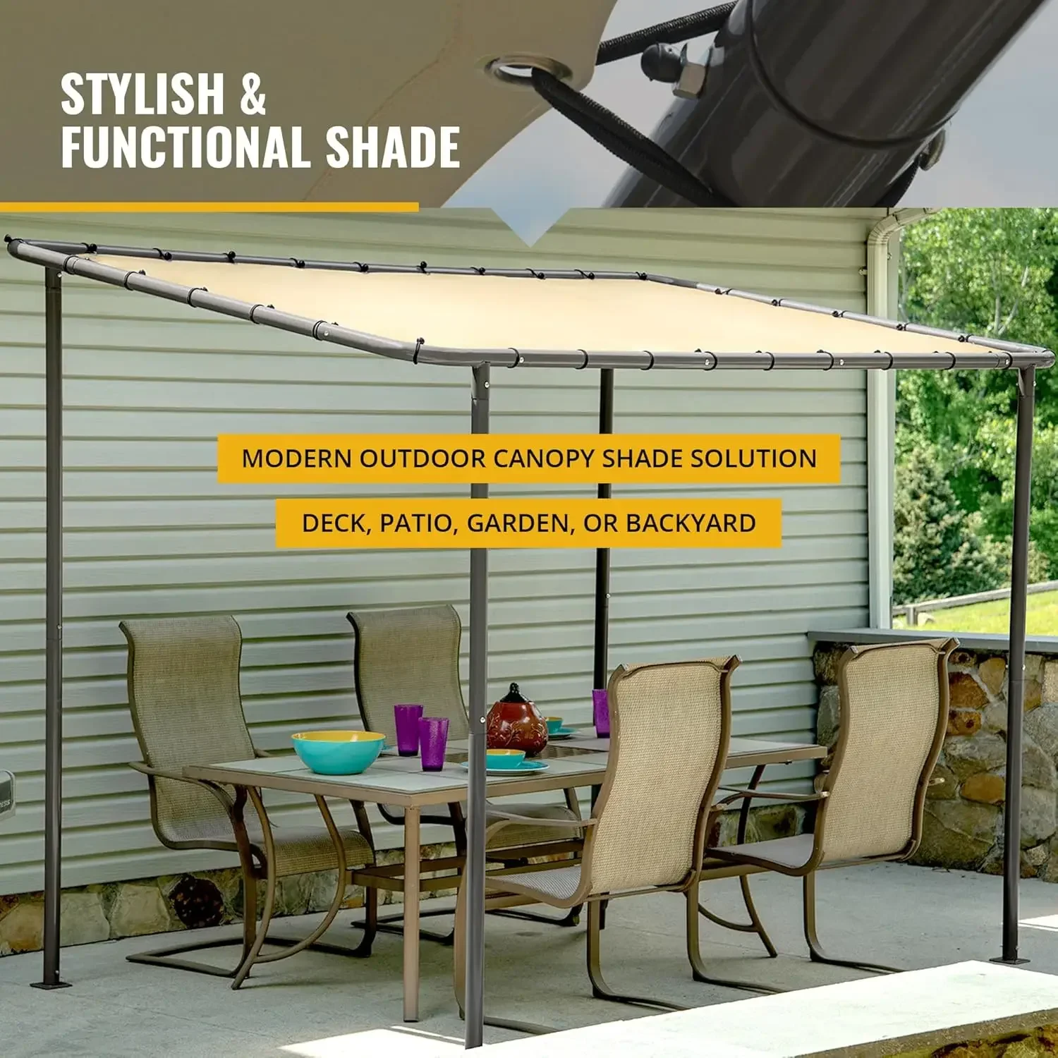ShelterLogic 10' x 6' Solano Gazebo Canopy Charcoal Carbon Steel Frame and Water-Resistant and Sun Protection Tan Cover
