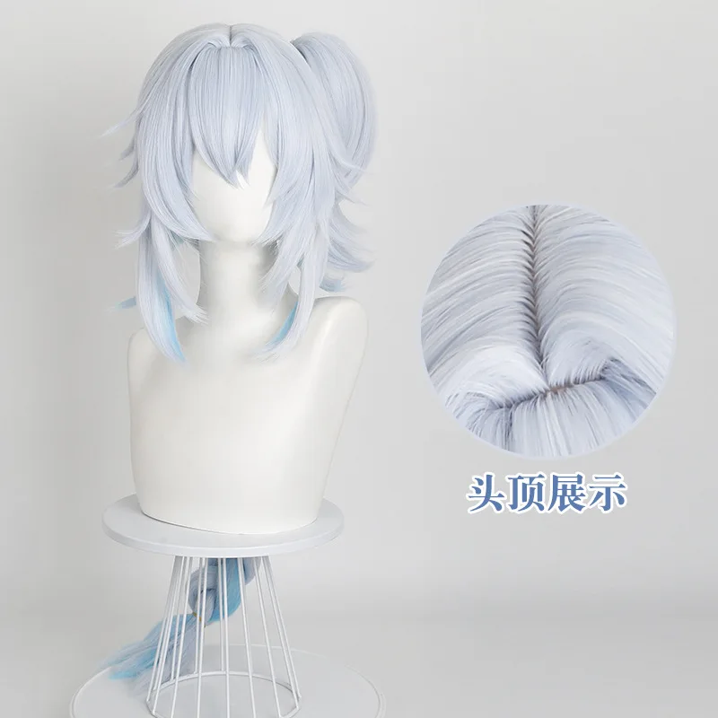 明朝ブルリングコスプレウィッグ サイドパートリアルな頭皮トッププレスタイリング三つ編みグラデーションカラーウィッグ