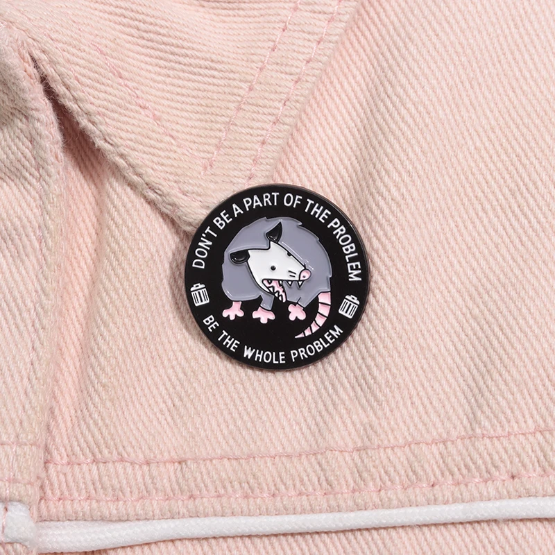 Cartoon Opossum Enamel Pin Funny Quotes Brooches for Women Lapel Pins Badges on Backpack Clothes Accessories Animal Jewelry Gift