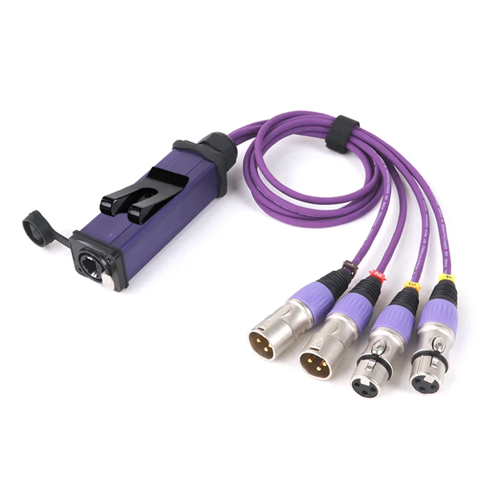 4 Channel Multi Color 3-Pin XLR 2 Female&2 Male to Single Ethercon Cable -Cat6 STP Multi Network Snake Receiver- for Live Stage