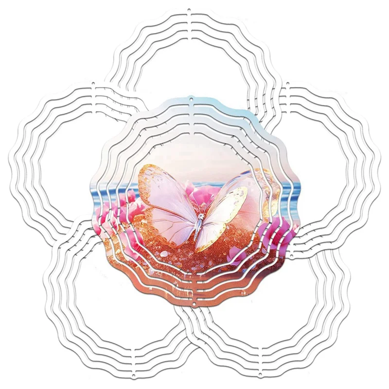 6PCS 3D Double Sided Sublimation Wind Powered Kinetic Sculpture 8 Inch Wind Spinner Blanks For Yard Garden