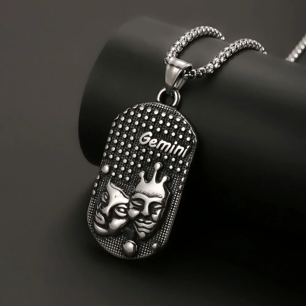 1 قطعة الفولاذ المقاوم للصدأ العقرب الجوزاء 12 زودياك تسجيل قلادة للرجال ليو السرطان كوكبة قلادة قلادة رجل هدية عيد ميلاد