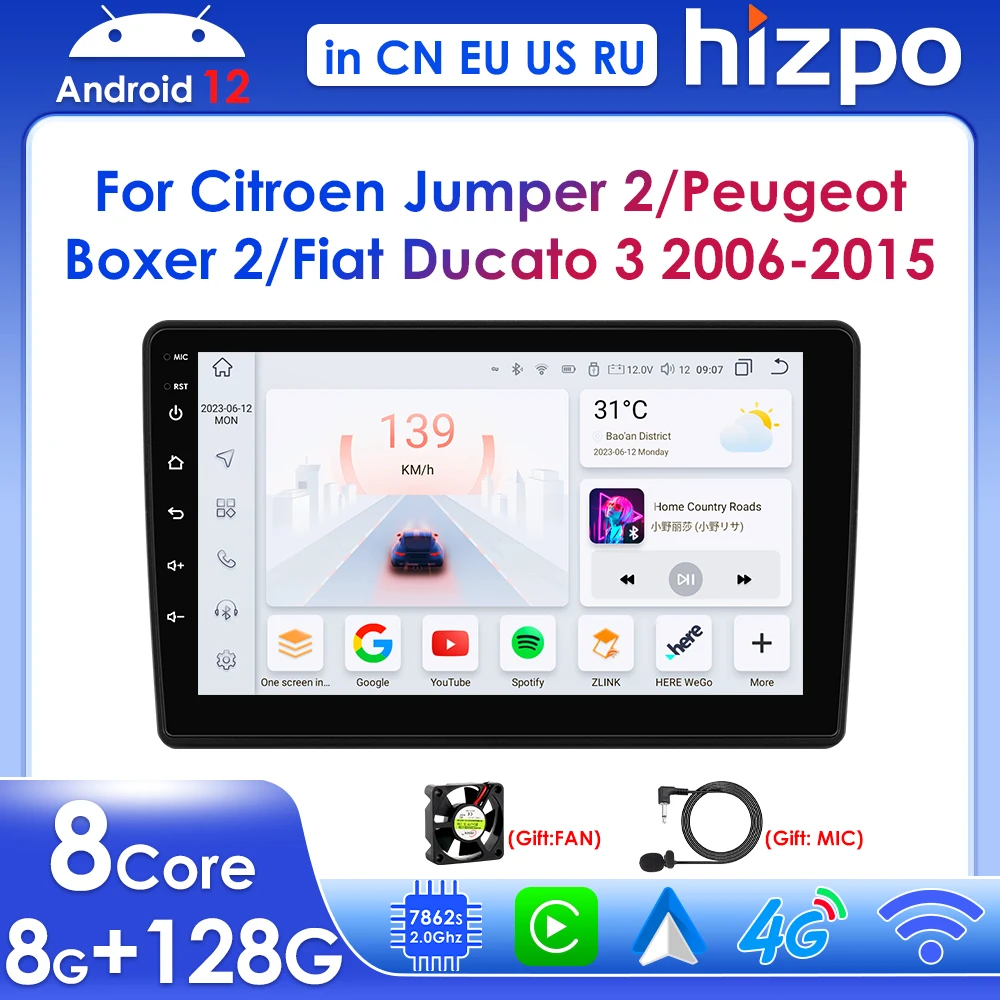 

4G LTE Octa Core 9 Inch Auto Screen Stereos Carplay Android Auto for Citroen Jumper 2 Peugeot Boxer 2 Fiat Ducato 3 2006-2015