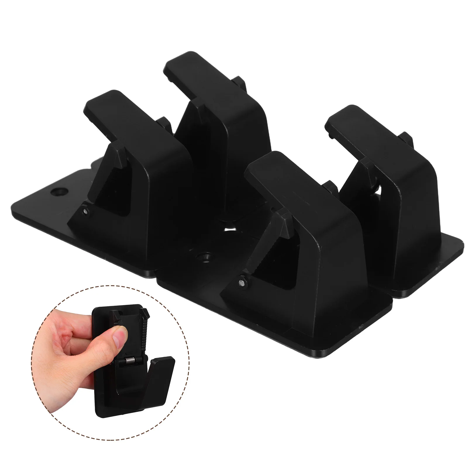 

2 Pairs Shower Curtain Rod Bracket Brackets Black Bathroom Holder for Hardware Accessories