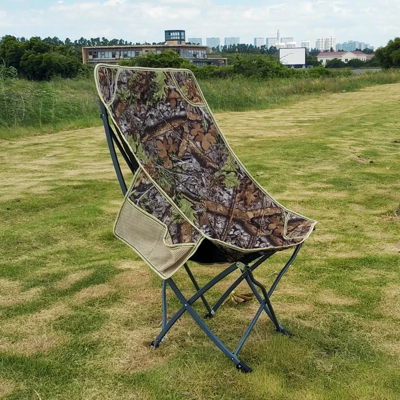 Silla de Luna portátil para exteriores, taburete de ocio para pesca, respaldo alto, reclinable, mesa de Camping y silla