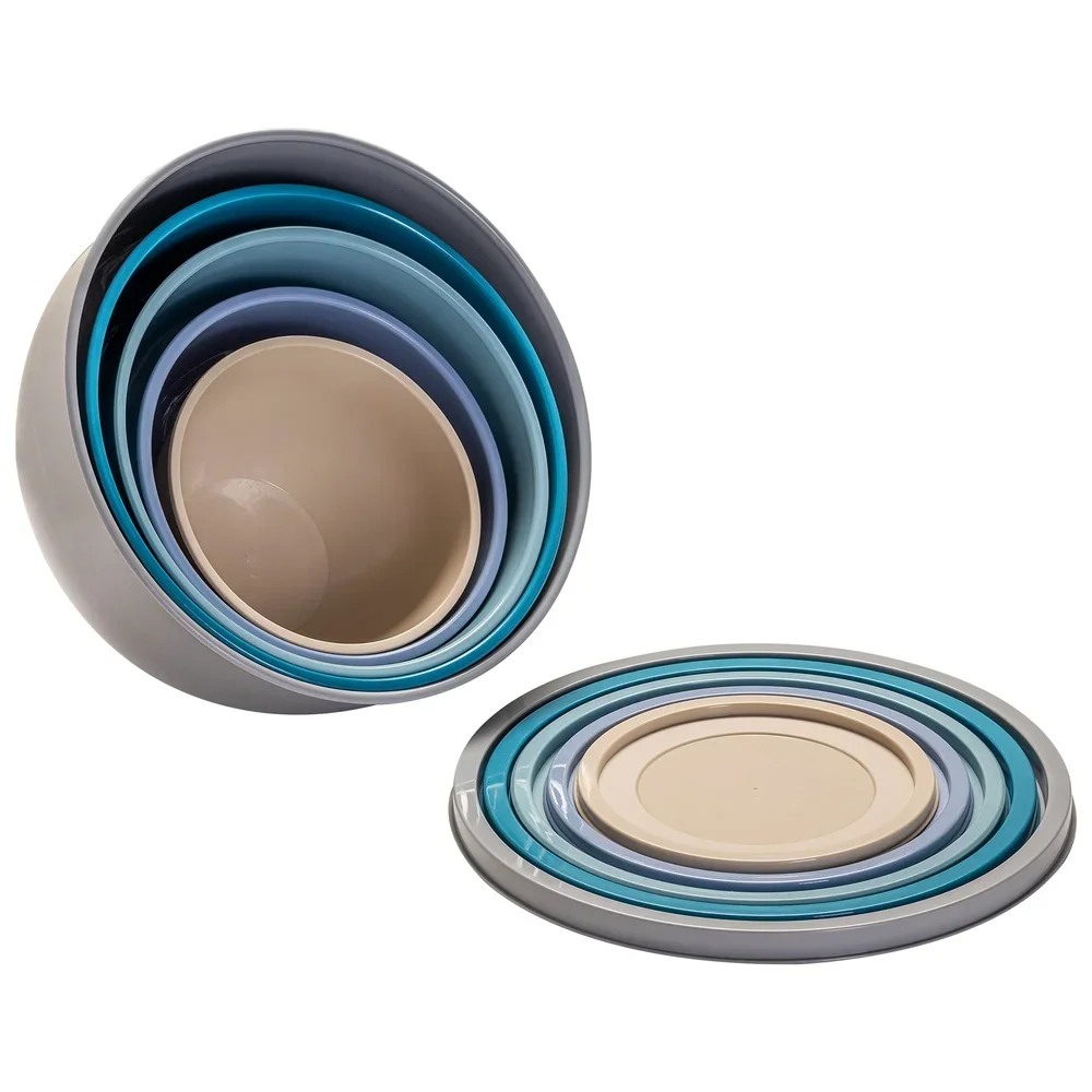 مجموعة أوعية خلط بلاستيكية متنوعة غير قابلة للانزلاق مع أغطية 10 قطع) #4