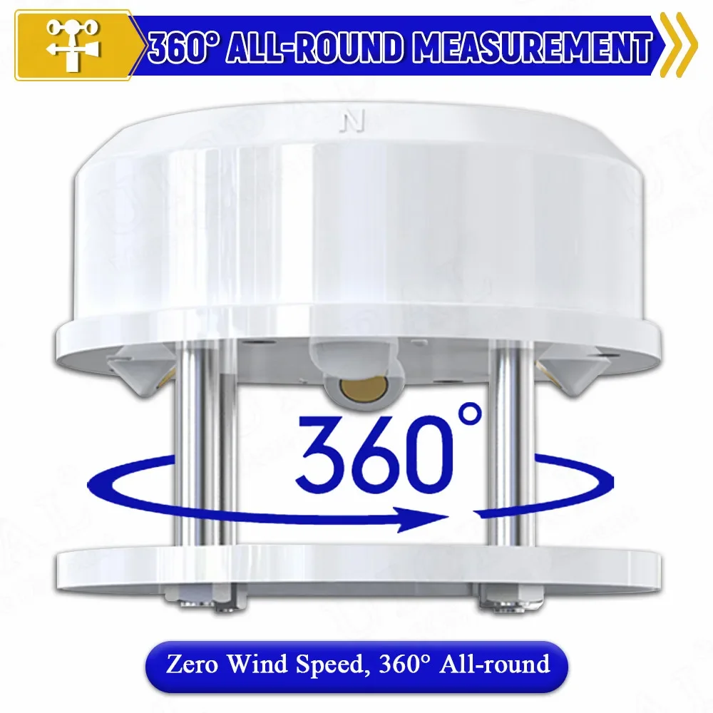 Ultrasonic Wind Speed Wind Direction Sensor 360-Degree Integrated Weather Station Transmitter Wind