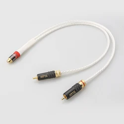 HiFi Audio Silver plated Cable 2 RCA Male To 1 RCA Female Y Splitter Cable For Amplifier Speaker Stereo Audio Subwoofer Adapter