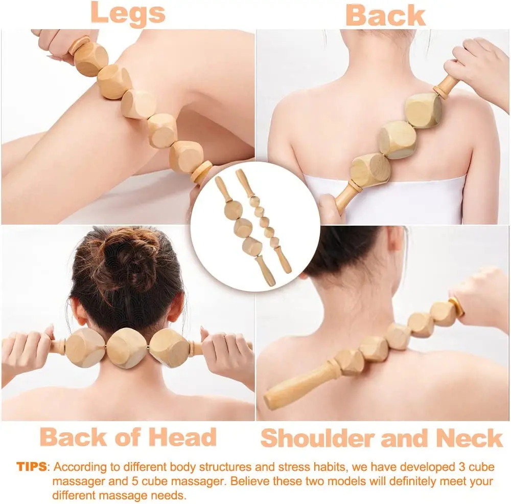 2/4/6/8PCS Wooden Therapy Massage Sets Pain Relief Maderoterapia CorporalAnti Cellulite Body Slimmling Gua Sha Back Massager