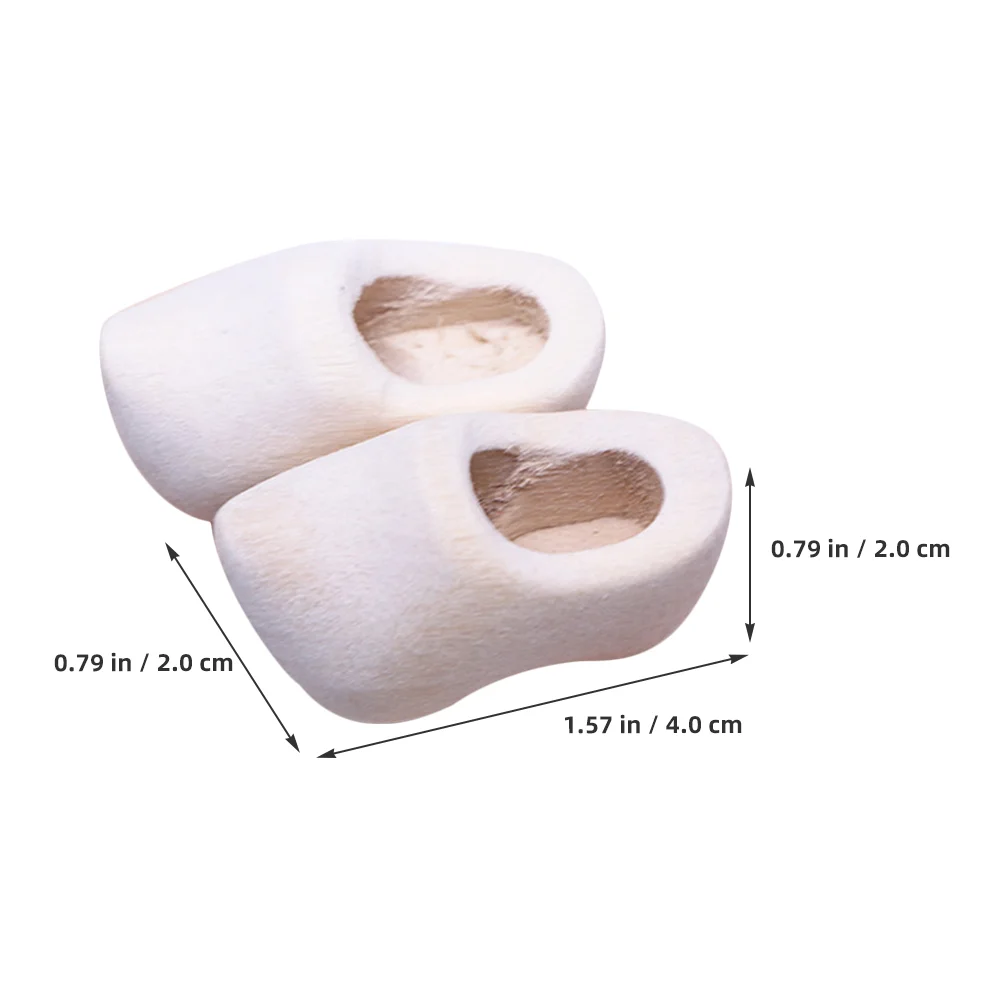 4 Pairs Clogs Mini House Accessories Adornment Klompen for Shoe Ornament Decorative Wooden DIY Decorate