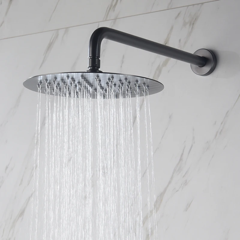 Imagem -02 - Latão Escondido Banheiro Chuveiro Chuveiro Parede Pendurado Top Round Shower Head Conjunto Cortina de Água Fria Quente Torneira de Mistura