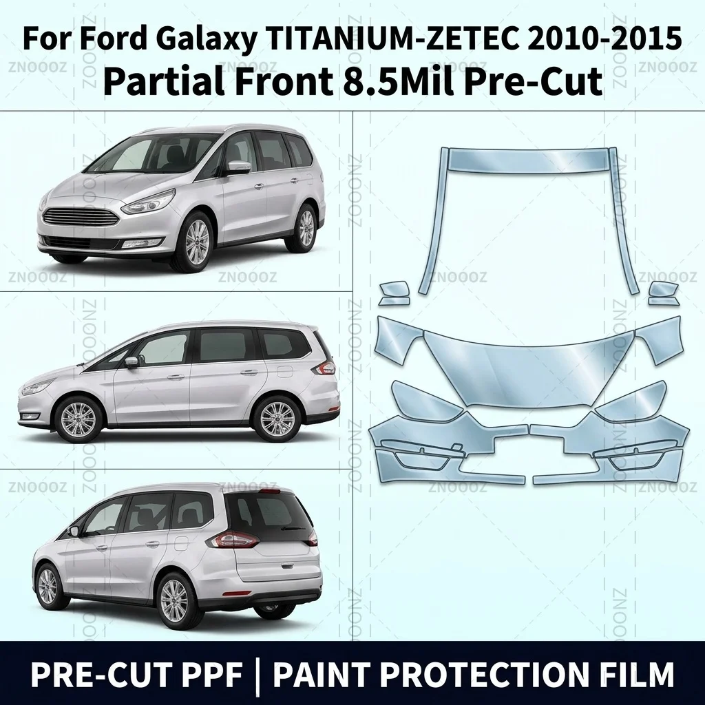 For Ford Galaxy TITANIUM-ZETEC 2010-2015 Partial Front 8.5Mil Pre-Cut PPF Paint Protection Kit Glossy Clear/Matte Black