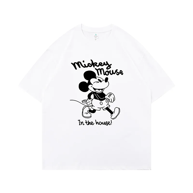 

Disney Mickey Mouse T Shirt Men Cotton Short Sleeve Tops 2025 Summer Graphic Tees White Base Mickey Mouse Wink Smile Sailor