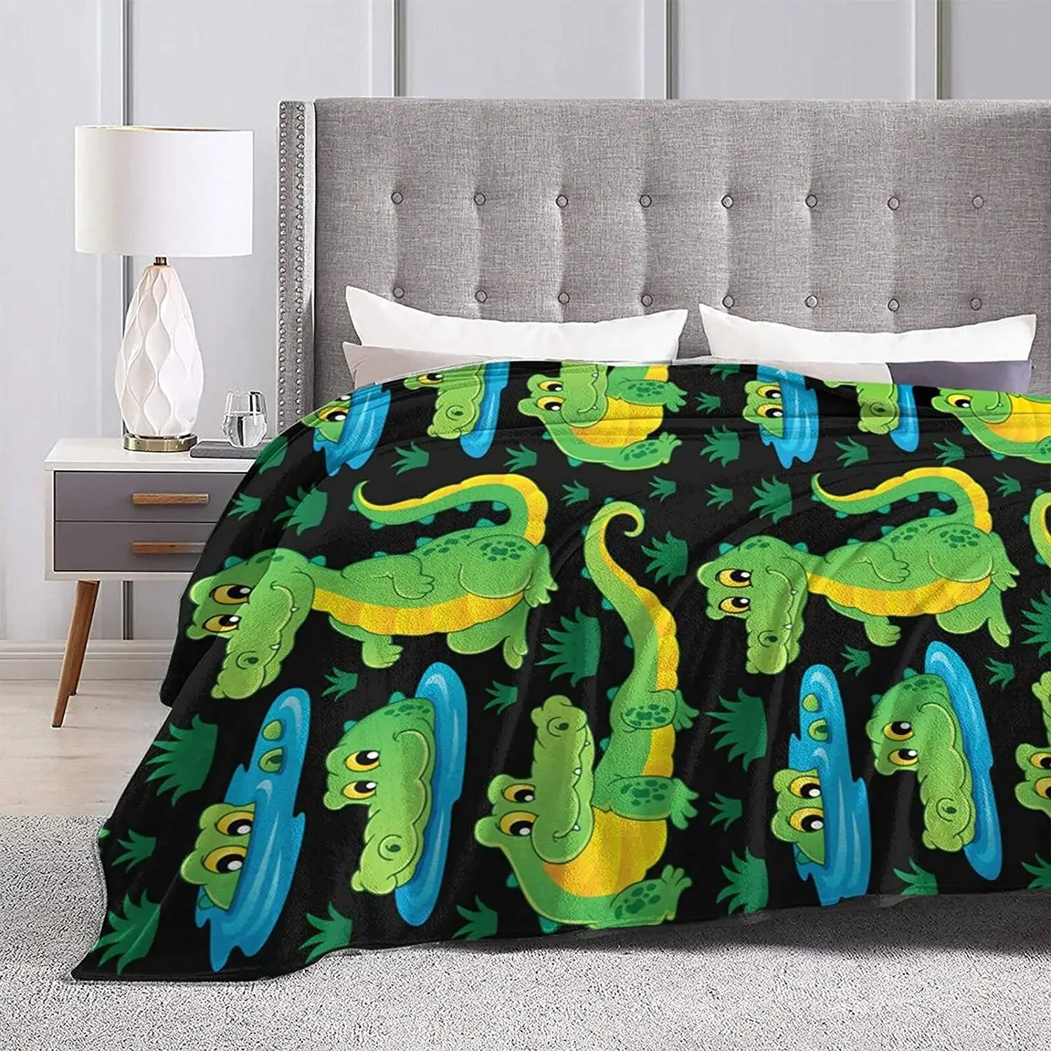 Crocodile Blanket Microplush Flannel Fleece Throws Blanket for Bed Sofa Couch Bedroom Decor Bedding Birthday Gifts Idea for Boys