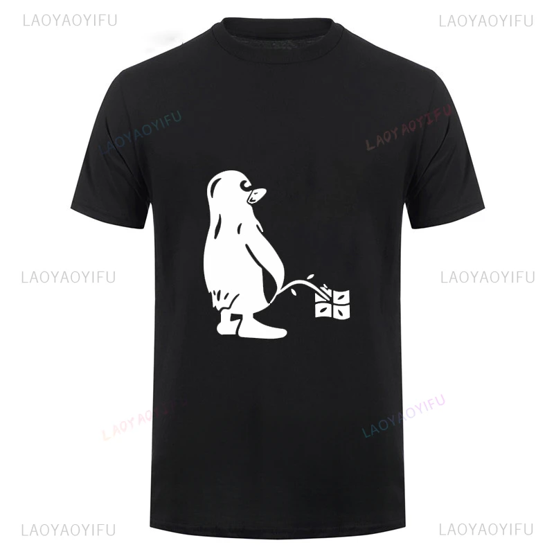 

PENGUIN LINUX Kawaii Graphic Humor T Shirt Streetwear Casual Loose Short Sleeve Round Neck Funny Man T-shirt Summer Style Tshirt