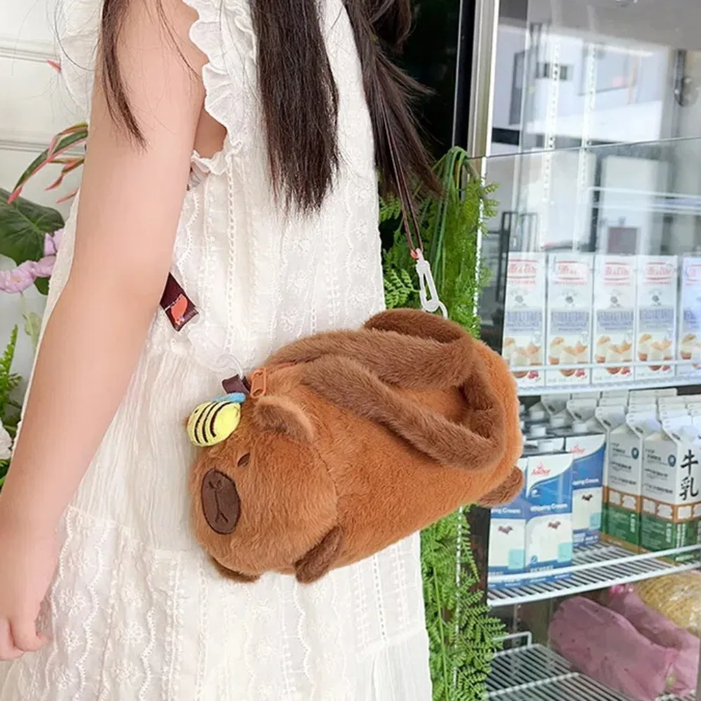 

Сумка-ведро из ПП-хлопка с капибарой, в корейском стиле, с мультяшными животными (пчела, цветок, панда), мягкая, через плечо, на каждый день