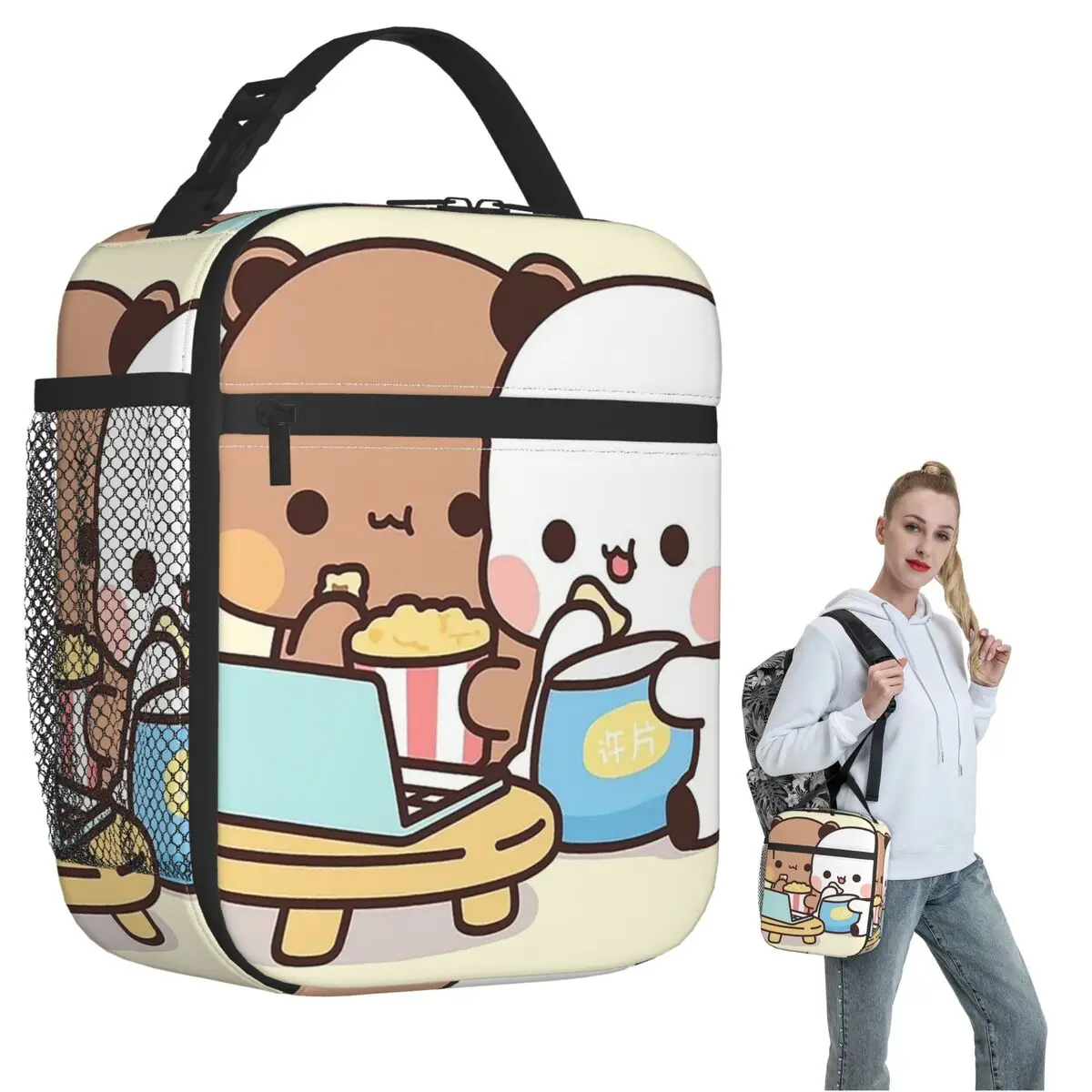 

Термосумка для обедов Bubu Dudu с мультяшными пандами для женщин и детей, портативный контейнер для еды, термосумка-тоут