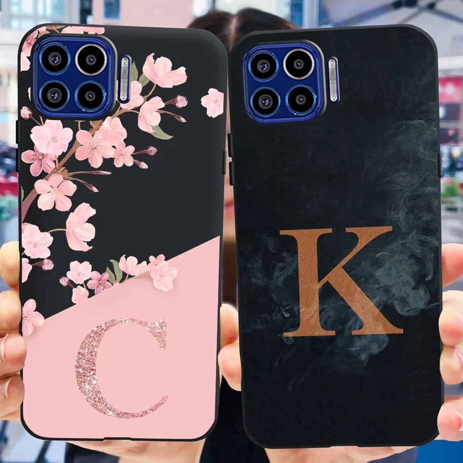 For Motorola One Macro Case Moto One Vision Cover XT1970-1 XT1970-2 Fashion Flower Letters Shockproof Bumper on Moto One 5G Capa