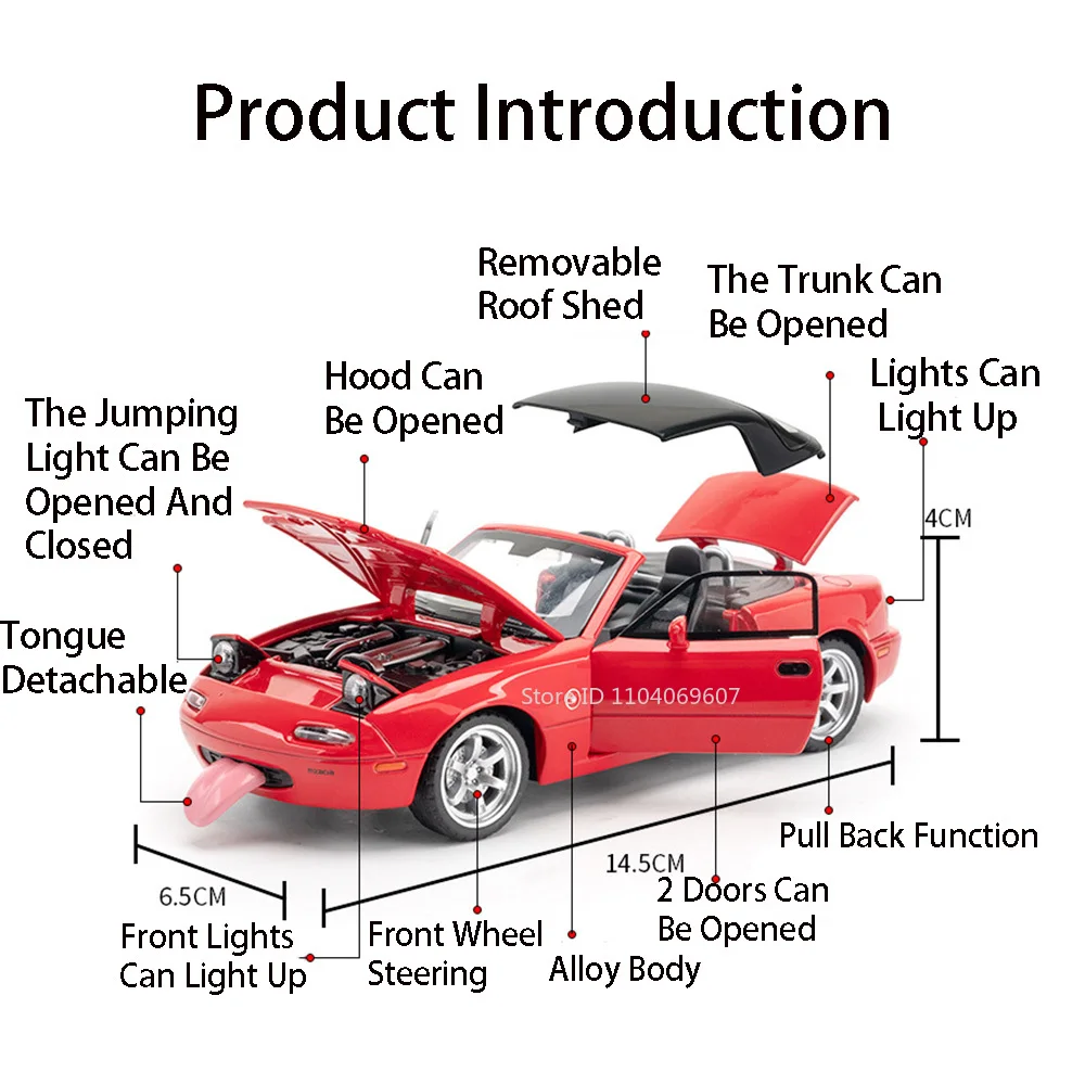 1:32 MX-5 RX-7 Model Auto Miniatuur Speelgoed Legering Diecast Geluid Licht Trek Deur Geopend Rubberen Banden voor Jongens Educatief Speelgoed