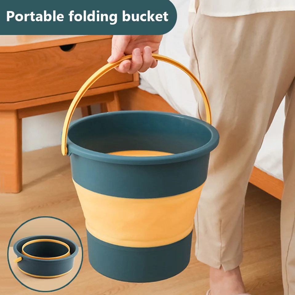 Cubo plegable portátil para lavar al aire libre, cubo de agua de silicona, artículos de Camping, Cubo de pesca, cubos de lavado de coche, 3-5-10L
