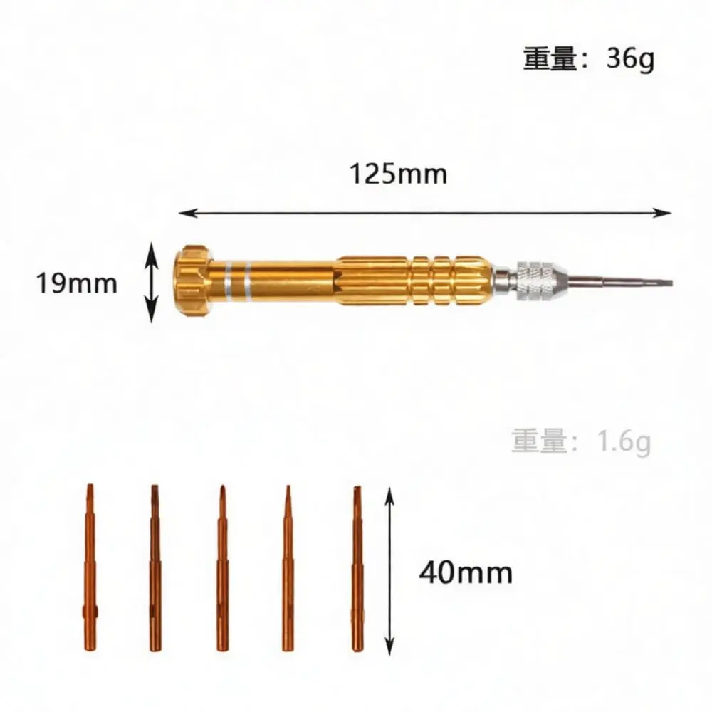 Compact 5 In 1 Magnetic Precision Screwdriver Set Hardened Alloy Bits Hand Repair Tool For Electronic Device Screen Battery