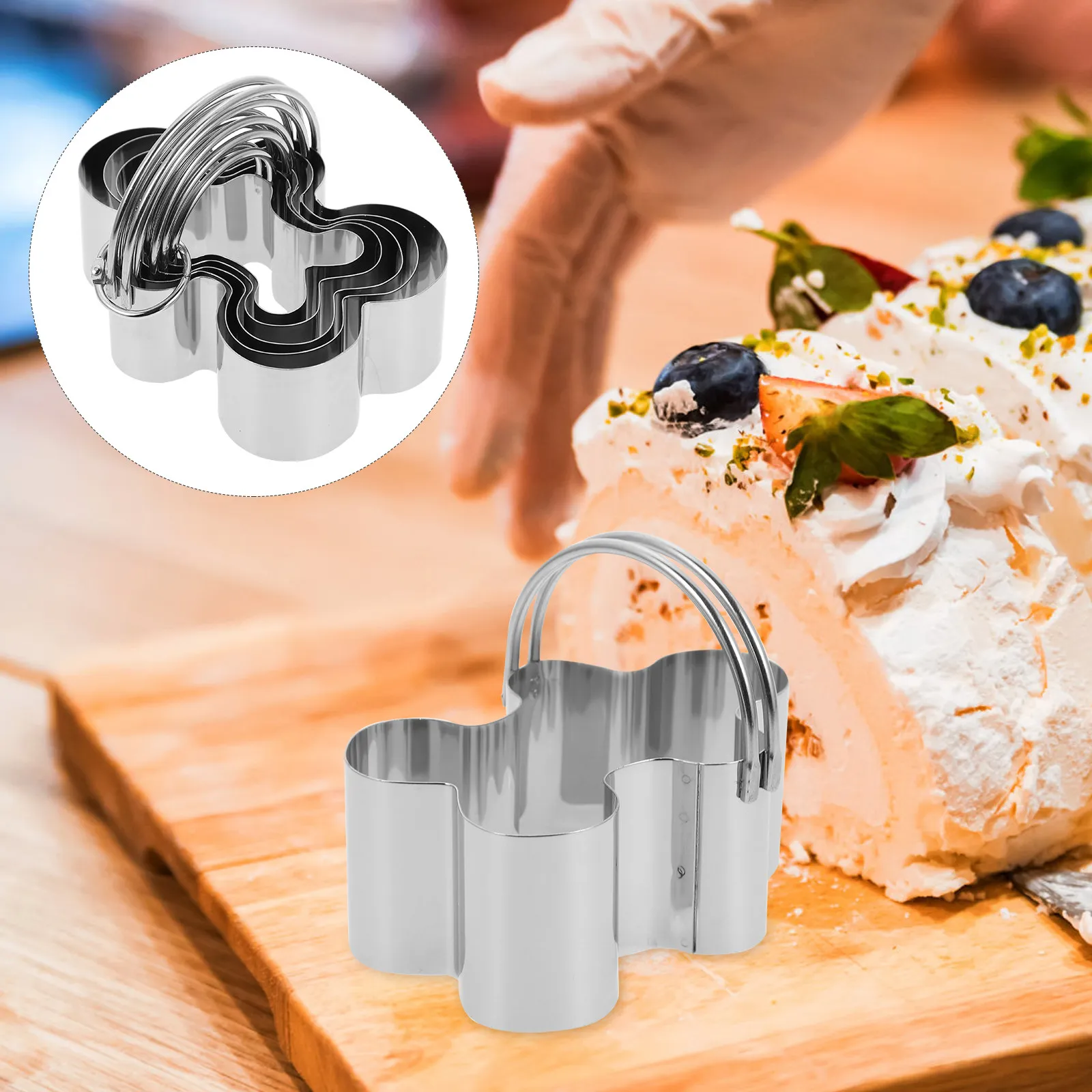 

5Pcs Lovely Baking Tools Set Creative Cookie Shaper Molds Portable Light Easy Clean Mousse Ring Cookie Cutters for Home Bakery
