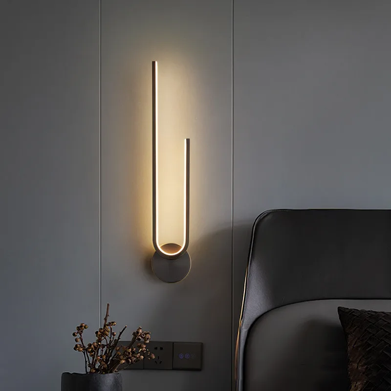 

3CCT Modern LED Wall Sconce 18W 200-240V Nordic Minimalist Design with Copper Finish Perfect for Luxury Bedrooms Living Room