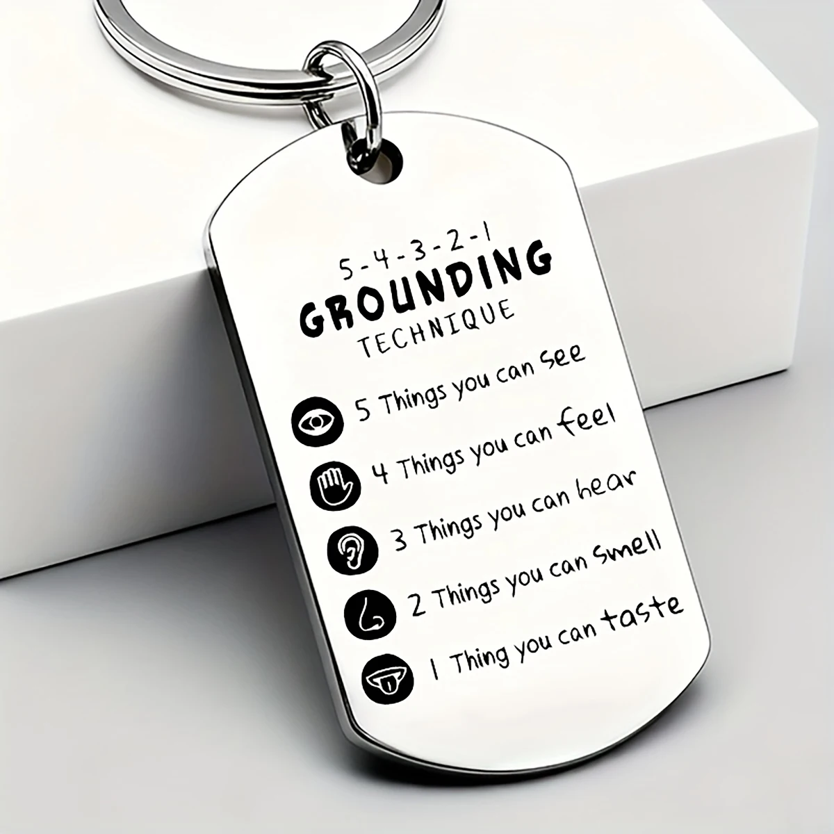 Anxiety Relief Grounding Keychain - 5-4-3-2-1 Coping Skills for Stress, OCD, Panic Attacks & PTSD - Mindfulness Gift view 4