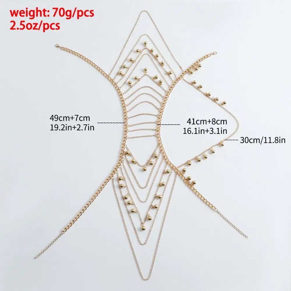 Fashion Shiny Body Chain Metal Dainty Tassel Shoulder Chain Punk Layered Design Body Jewelry for Bikini Beach - view 6
