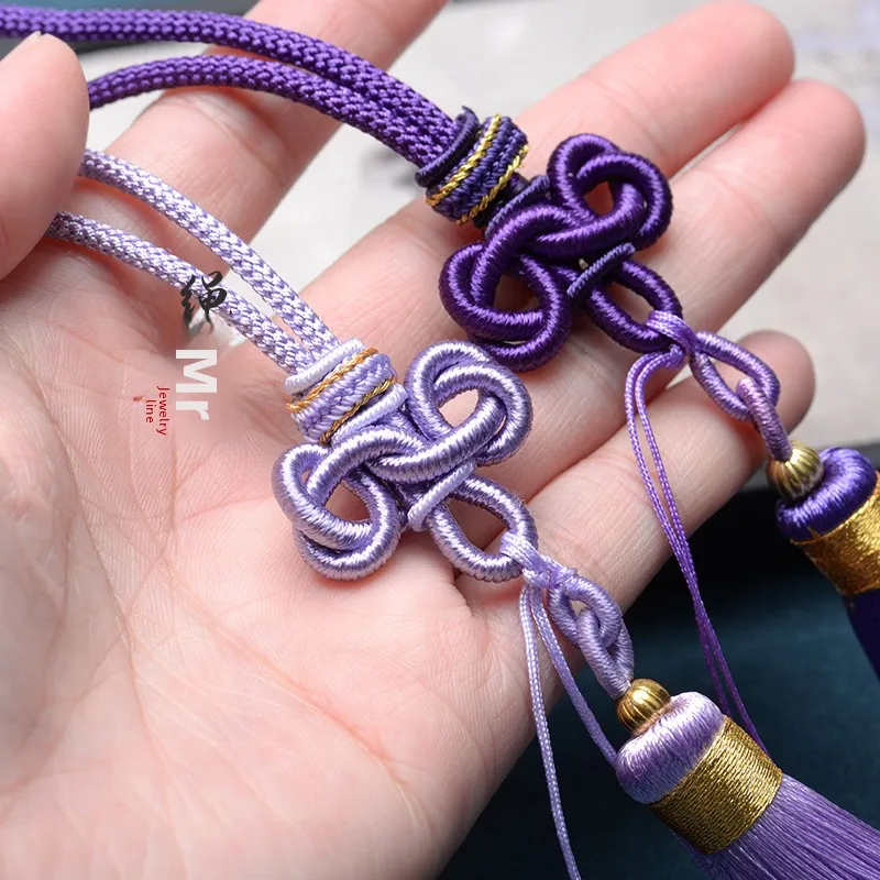 Chinese Style Lucky Wencheng Knot Hand Woven Tassel Lanyard Blessing Fortune Bag Pendant Jade Amulet Sachet Wenwan Handle Hangin