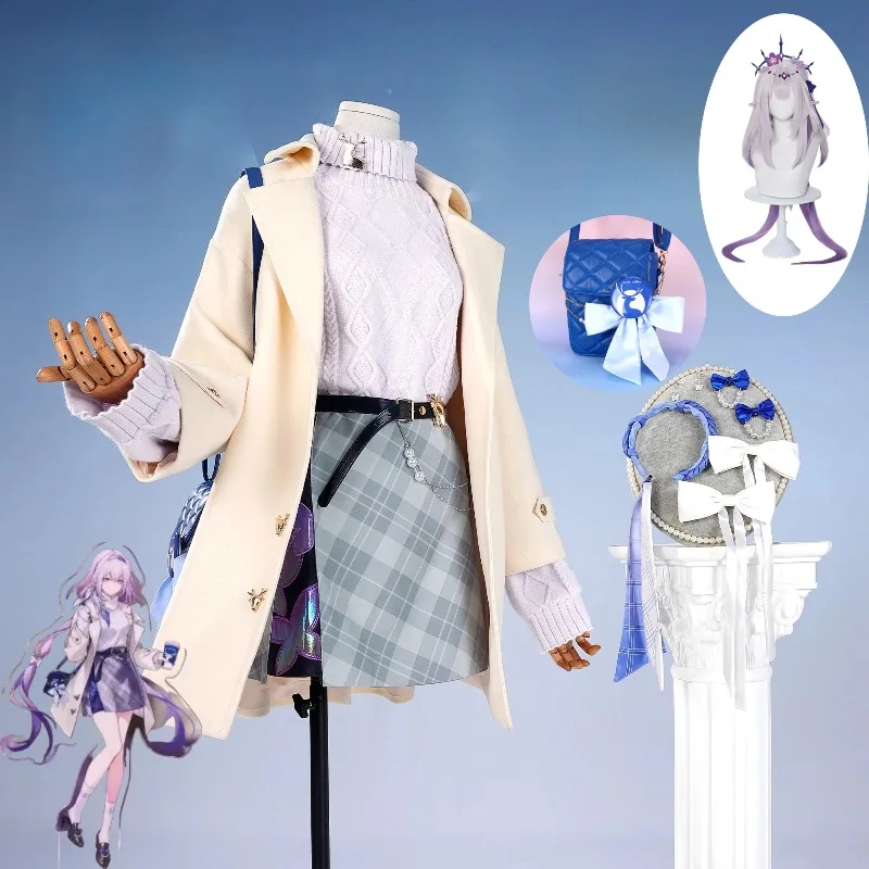 

Game Honkai：Star Rail Castorice Cosplay Costume Coat Sweater Skirt Wig Bag Suit for Women Anime Halloween Carnival Party Outfits