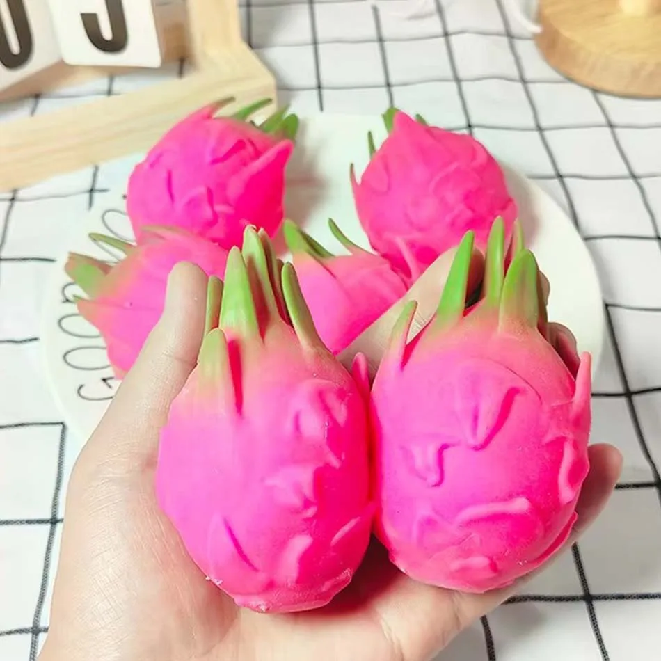 Handmade Crunchy Squishy Durian and Dragon Fruit Stress Ball Squeeze Toy, Squishy Fidget Ball, ASMR Sensory Stress Relief Toy