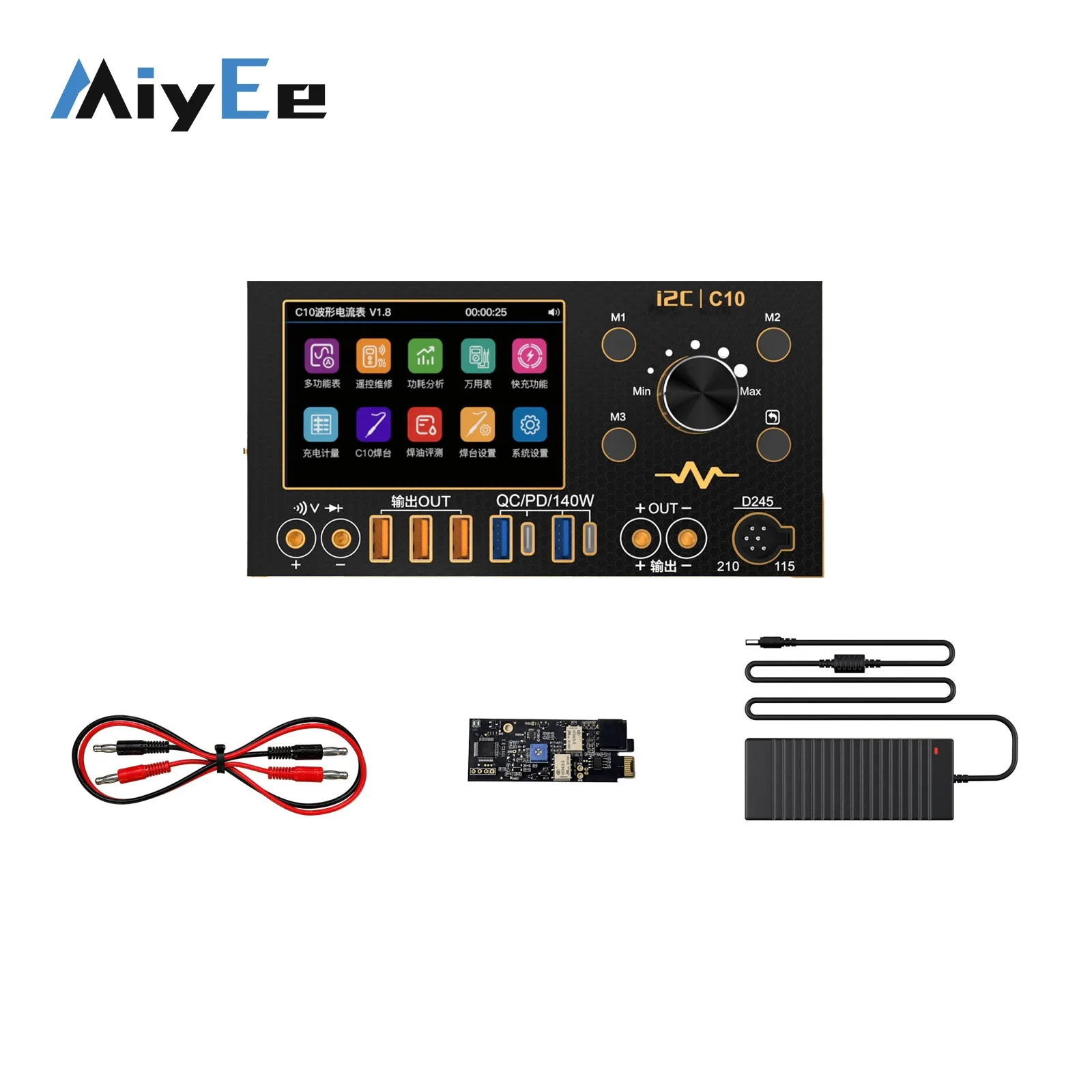 i2C C10 4CH 280W Waveform Ammeter 2‑Way Super Fast Charging Power Supply Diode Voltage Tester Multimeter for Mobile Phone Repair