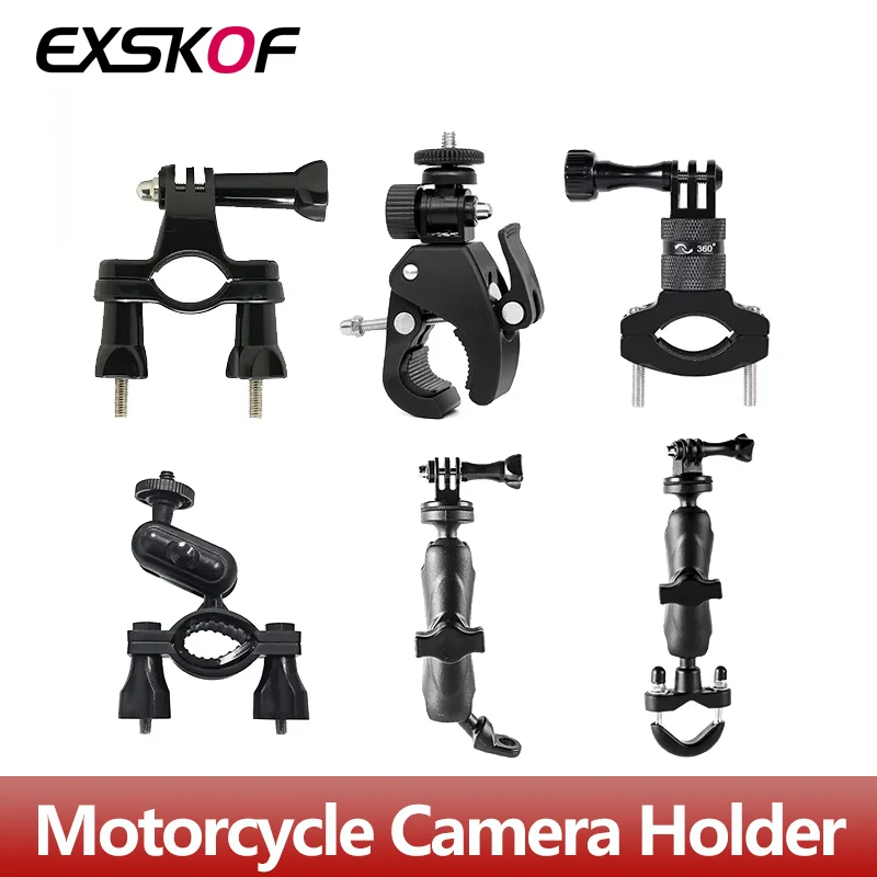 360° Motorcycle Bike Camera Holder Handlebar Mount Bracket 1/4 Metal Stand for GoPro Hero 13 12 11 10 9 8 7 5 DJI Action Cameras