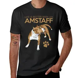 Life is Better with an Amstaff! Especially for American Staffordshire Bull Terrier Dog Lovers! T-Shirt anime t shirts for men