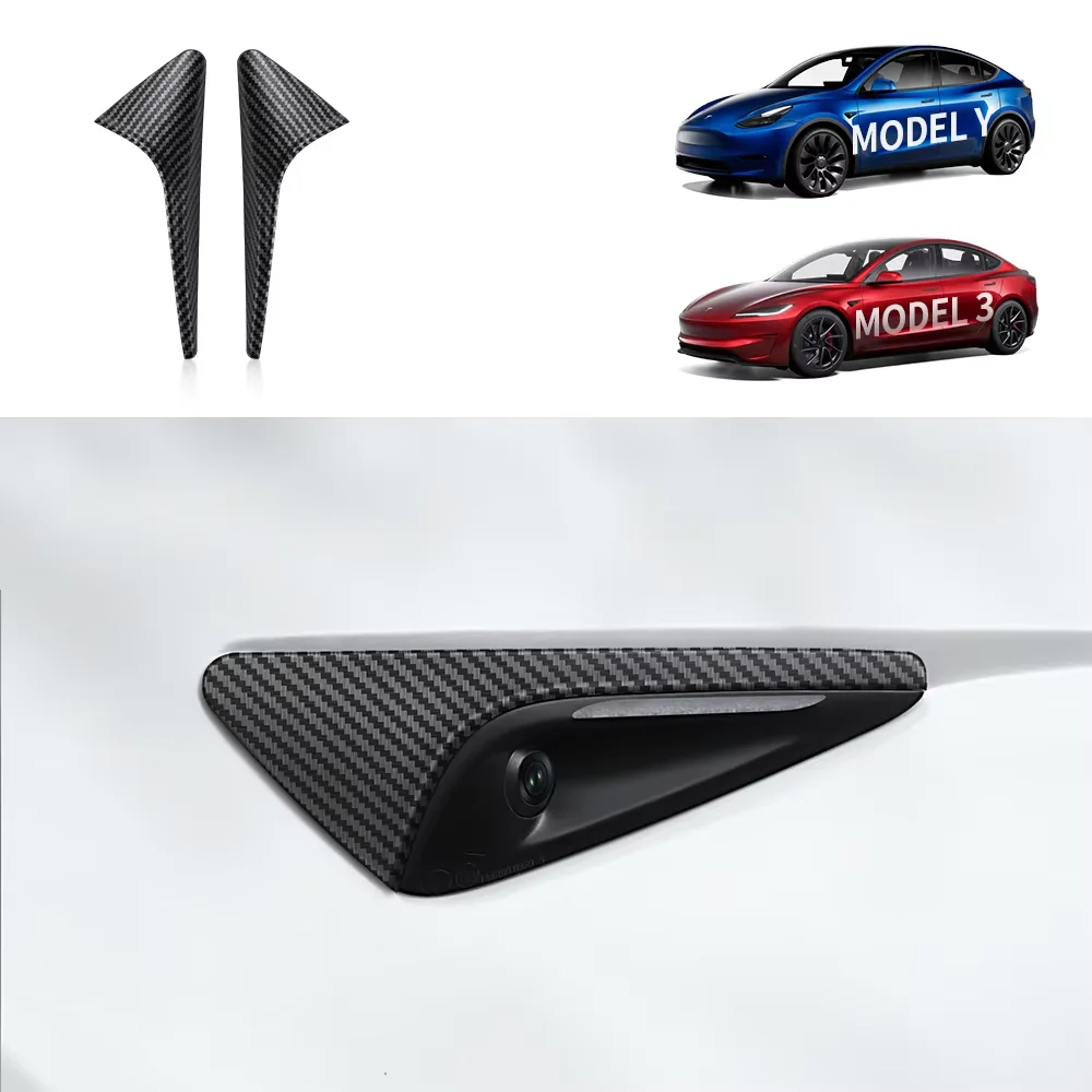

YZ for Tesla Model 3 Y Highland Juniper 2025 Side Camera Cover Lens Protector ABS Camera Cover Black Fiber Pattern Accessories