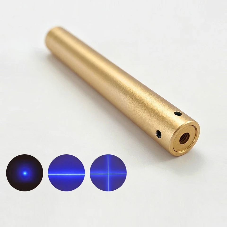 Portable 450nm Dot/Line/Cross Blue Laser Coaxial Module Gold Stainless Steel Woodworking Positioning