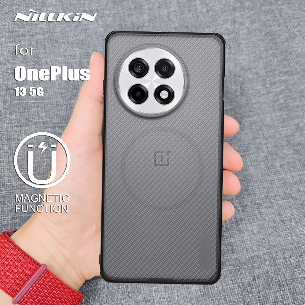 Nillkin – etui do telefonu OnePlus 13/15/16 5G, przezroczyste, czarne, matowe, z magnetycznym uchwytem, kompatybilne z MagSafe, pełna ochrona, nakładka na tył obudowy, do telefonu One Plus 13. — zdjęcie produktu 6