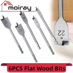 Juego de brocas planas para madera, herramienta de carpintería duradera, 10-25mm, 6 piezas/1 Juego