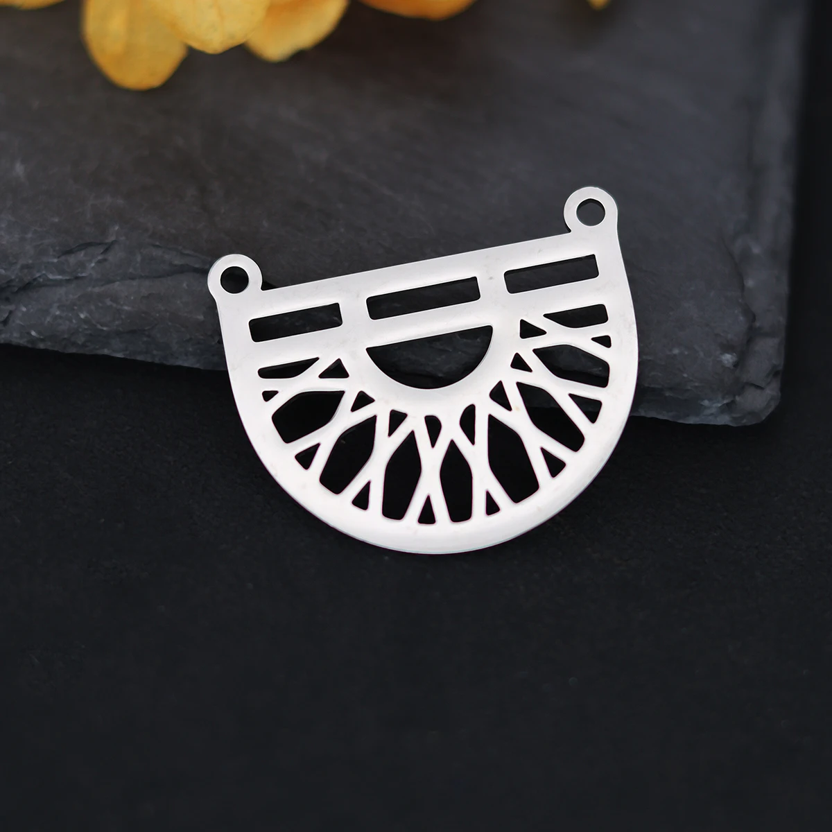 

3pcs Unique Geometric Semi Circle Stainless Steel Charms Arch Rays Vintage Window Pendant Jewelry Making Necklace diy Accessorie
