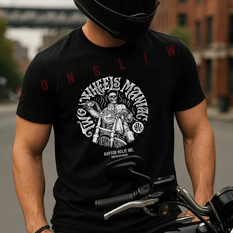 

Футболка с принтом Skull Rider, летняя креативная повседневная футболка с короткими рукавами, уличная одежда для мужчин и женщин, свободная футболка